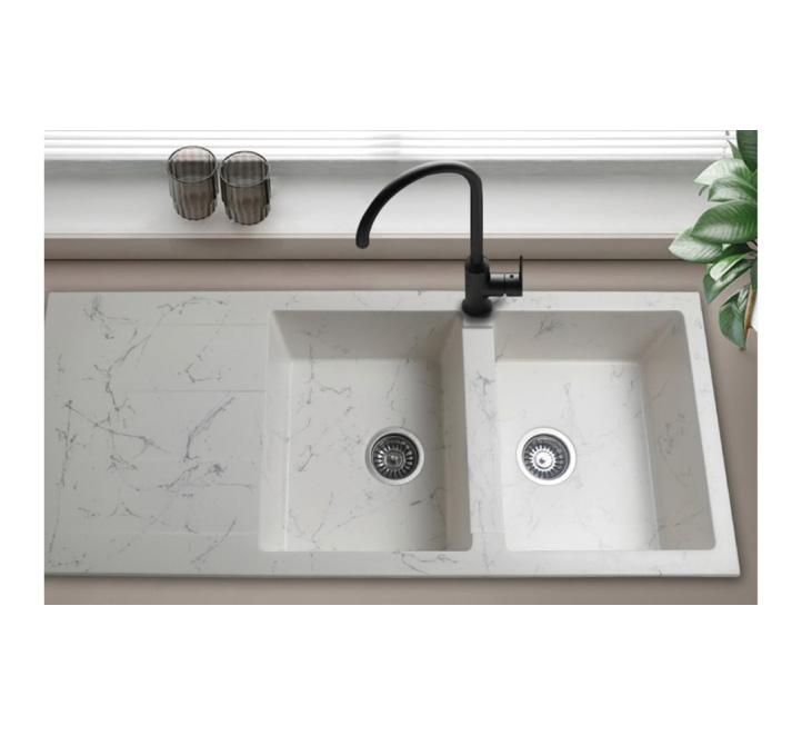 خرید سینک گرانیتی سفید با رگه های طلایی